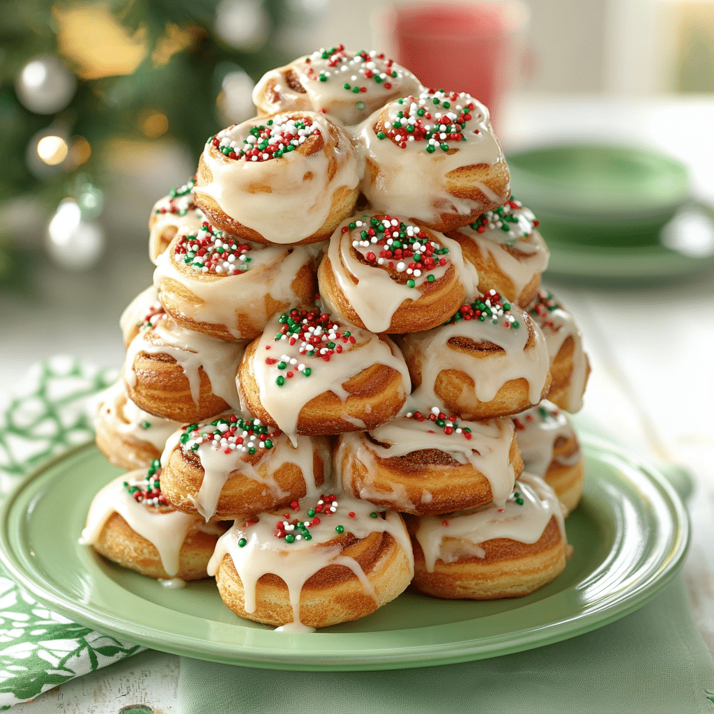 Stacked Cinnamon Roll Christmas Tree