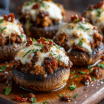 Italian Stuffed Mushrooms with Sundried Tomatoes & Sausage