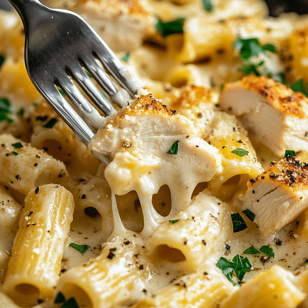 Creamy Garlic Parmesan Chicken Pasta Bake