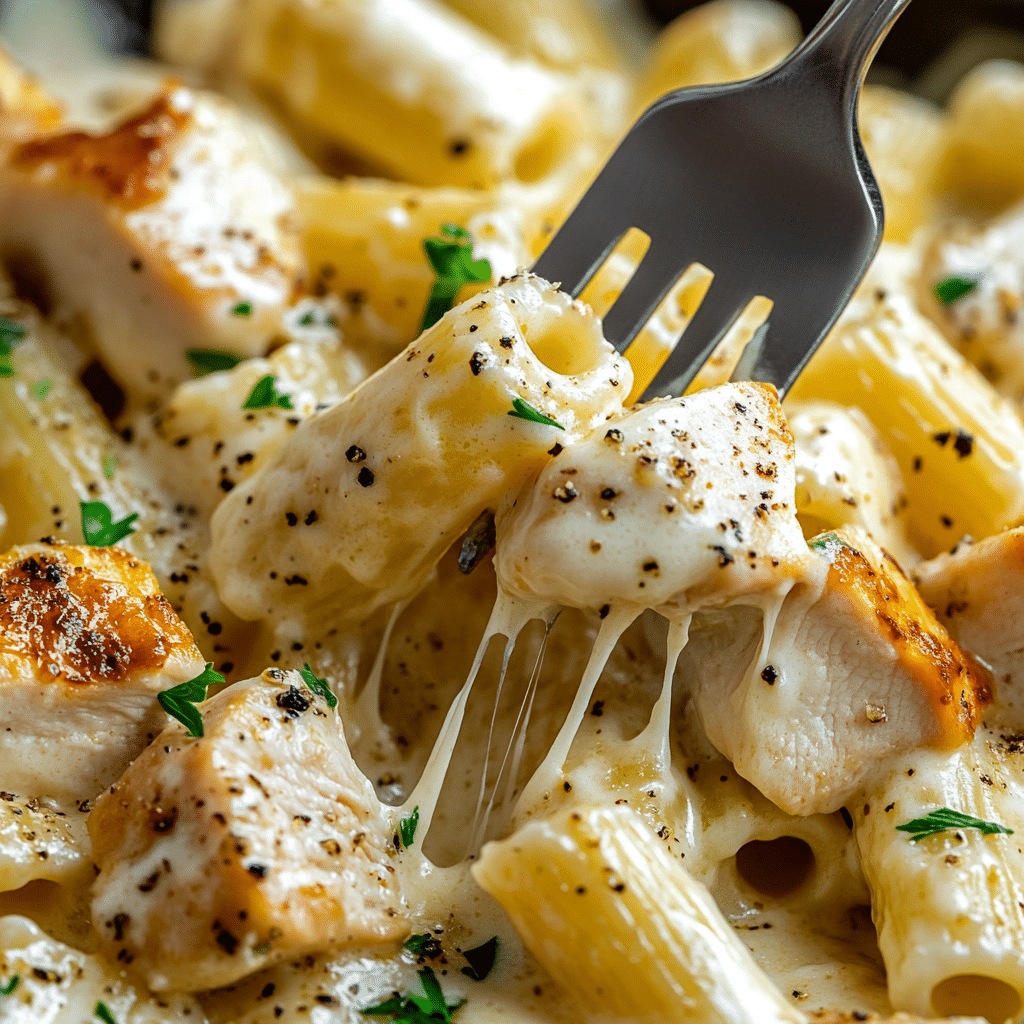 Creamy Garlic Parmesan Chicken Pasta Bake