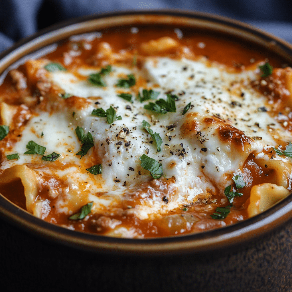 Easy Crockpot Chili Lasagna Soup