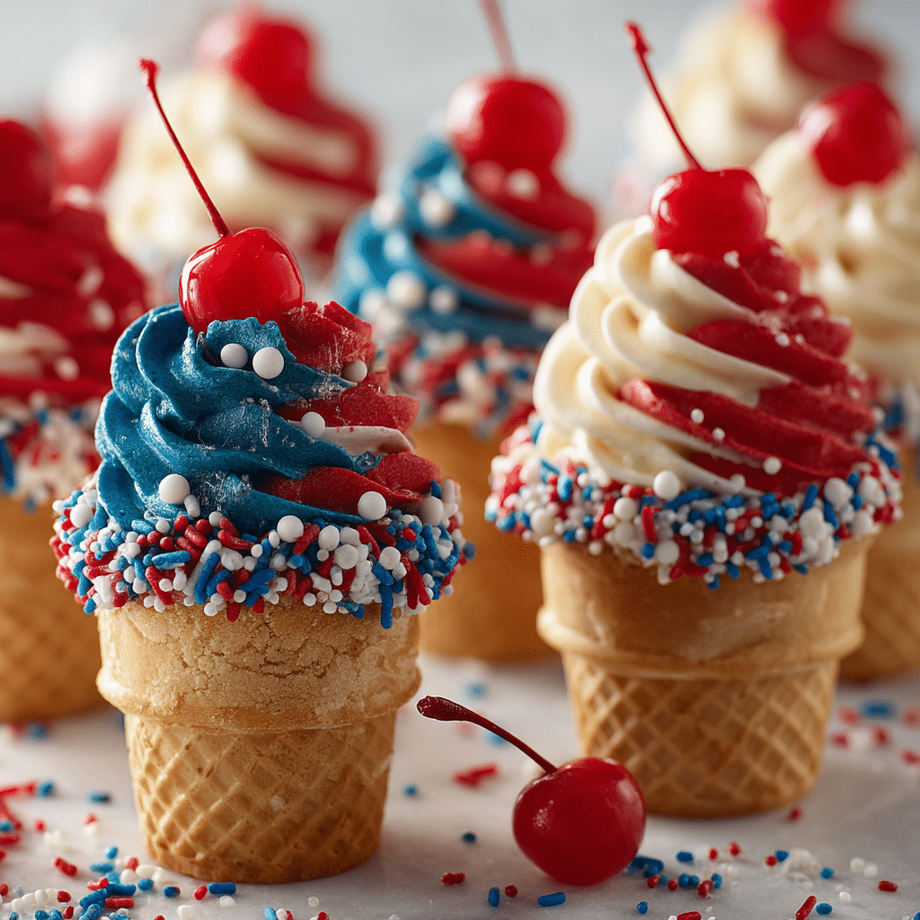 Patriotic Ice Cream Cone Cupcakes