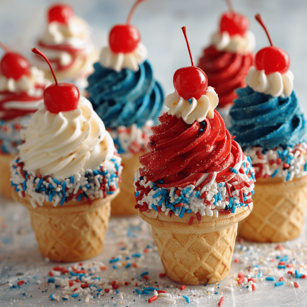 Patriotic Ice Cream Cone Cupcakes