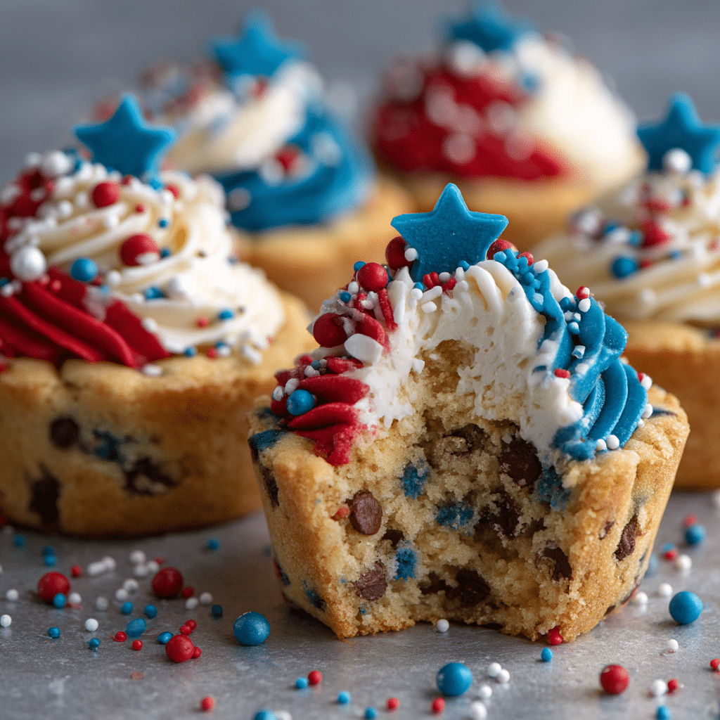 Patriotic Chocolate Chip Cookie Cups