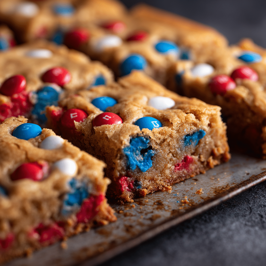 Red White and Blue M&M Cookie Bars