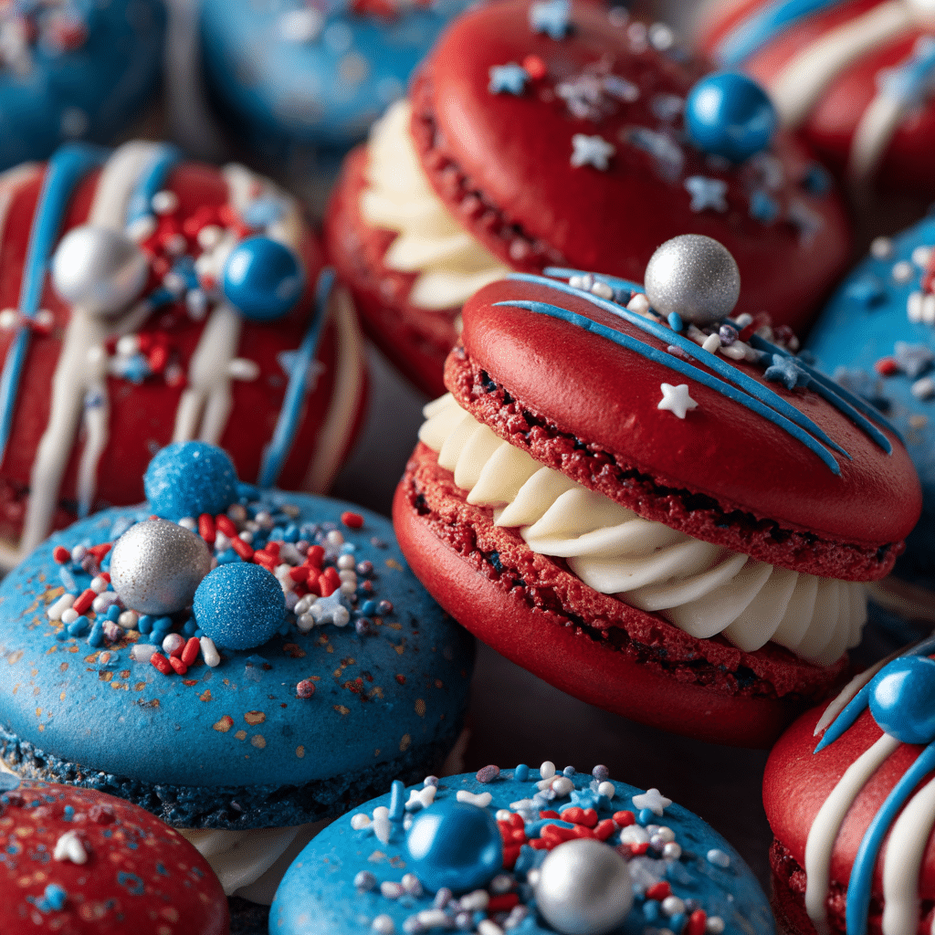 Red White and Blue Macarons