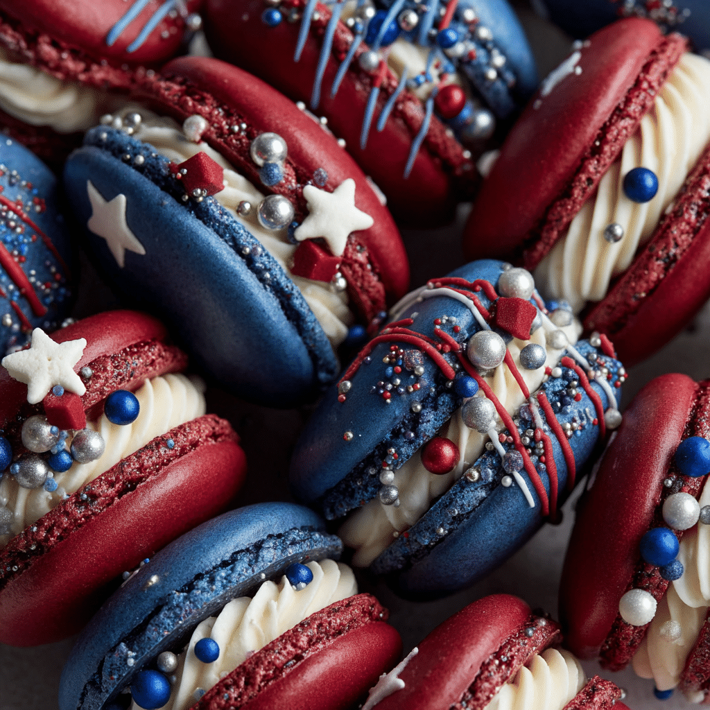 Red White and Blue Macarons