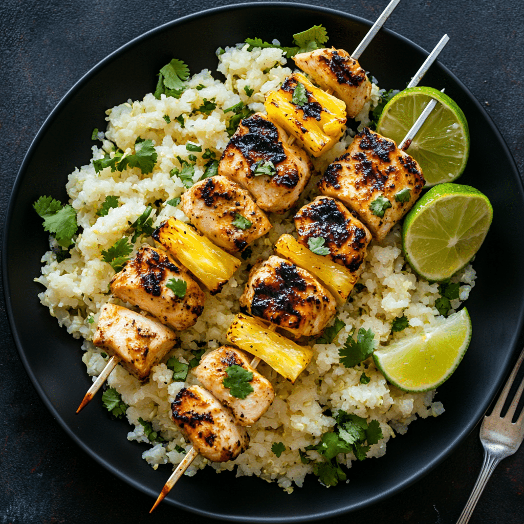 Sweet and Spicy Grilled Chicken and Pineapple Skewers