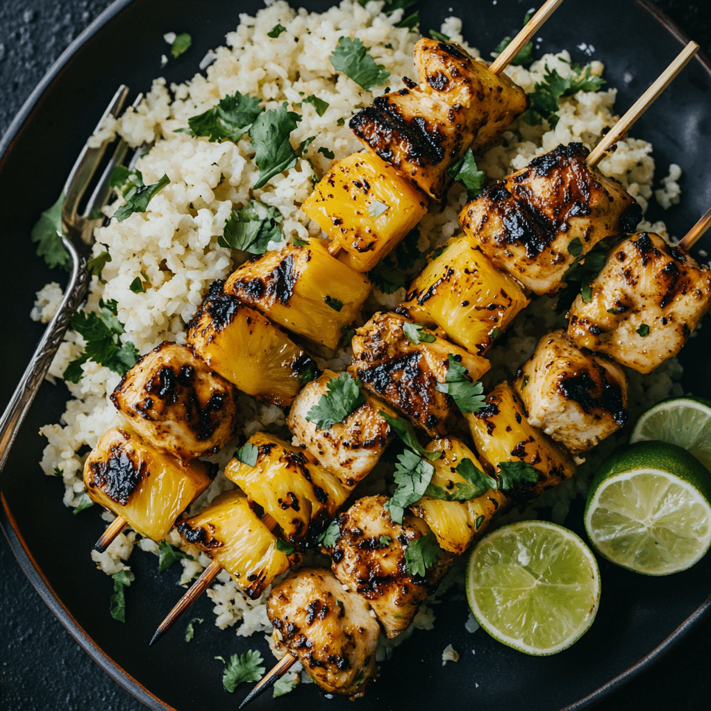 Sweet and Spicy Grilled Chicken and Pineapple Skewers