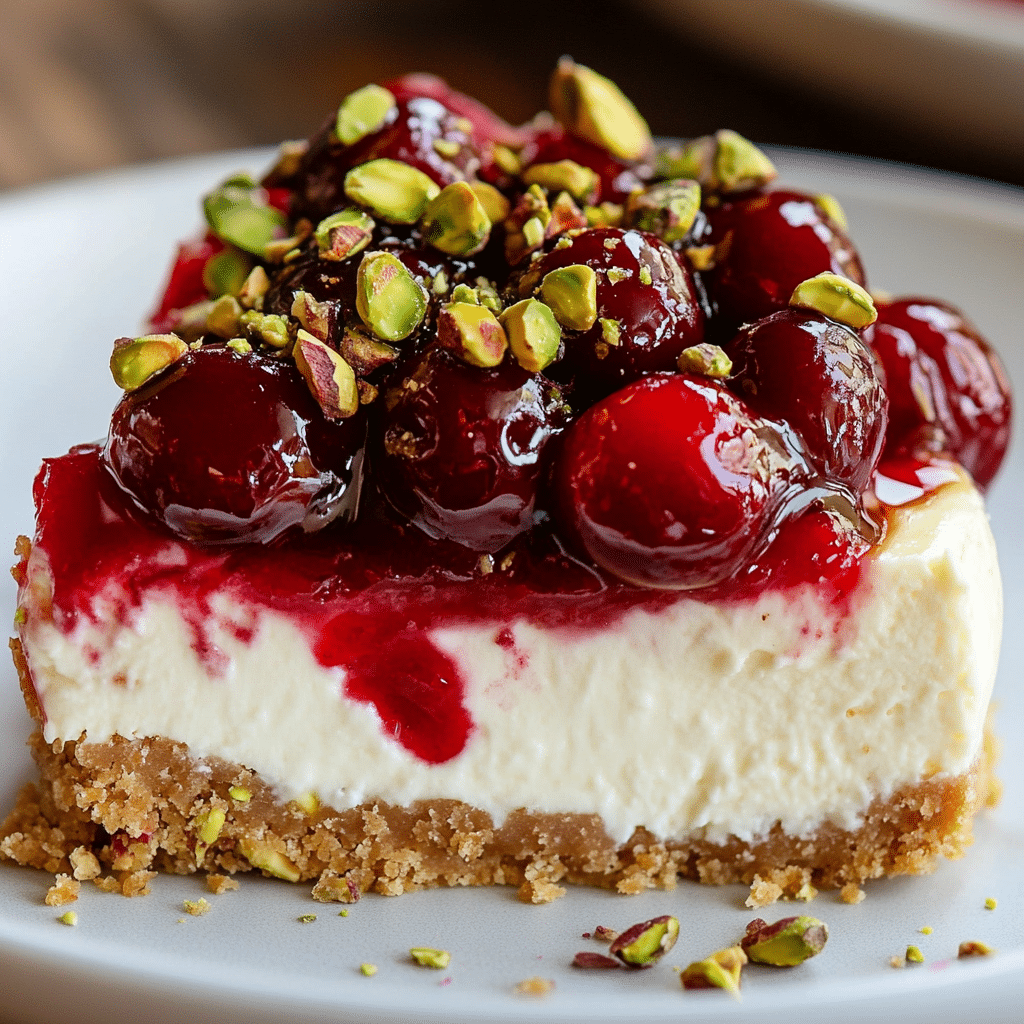 Lime Cherry Pistachio Cheesecake