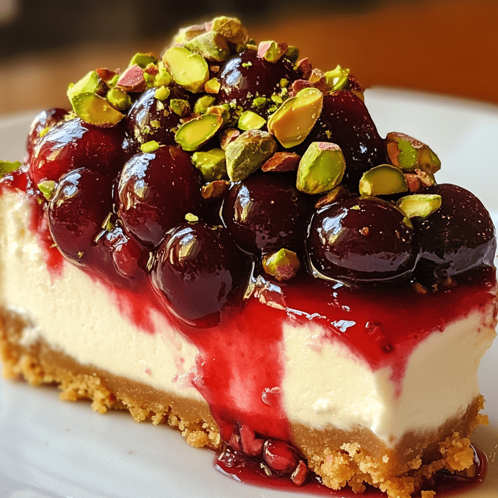 Lime Cherry Pistachio Cheesecake