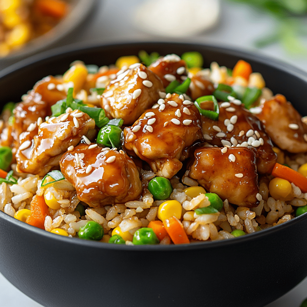 High Protein Crispy Garlic Chicken Fried Rice