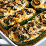 Spinach, Mushroom, and Ricotta Stuffed Zucchini