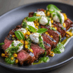 Pesto Steak (Grilled Flank Steak with Burrata & Pesto)