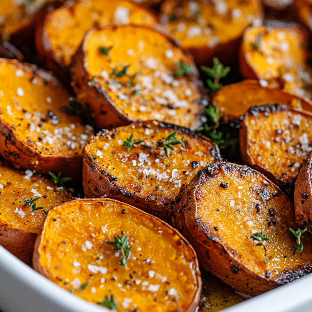 Roasted Sweet Potatoes with Garlic and Parmesan