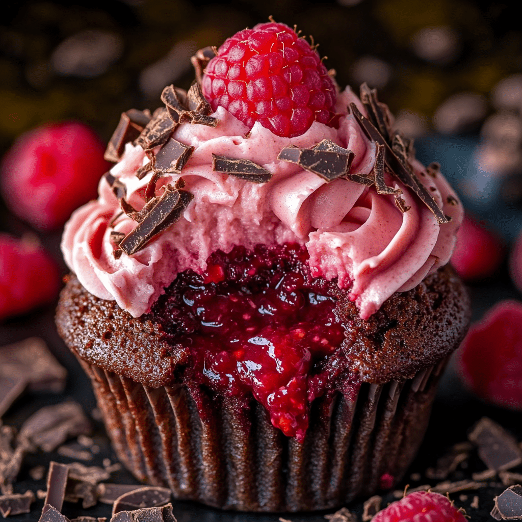 Raspberry Chocolate Lava Cupcakes