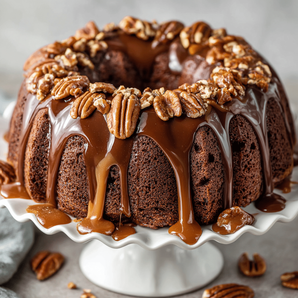 Chocolate Turtle Bundt Cake