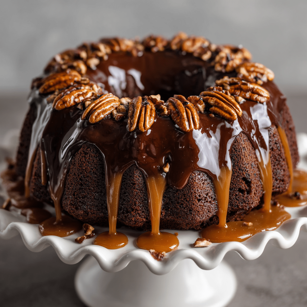 Chocolate Turtle Bundt Cake