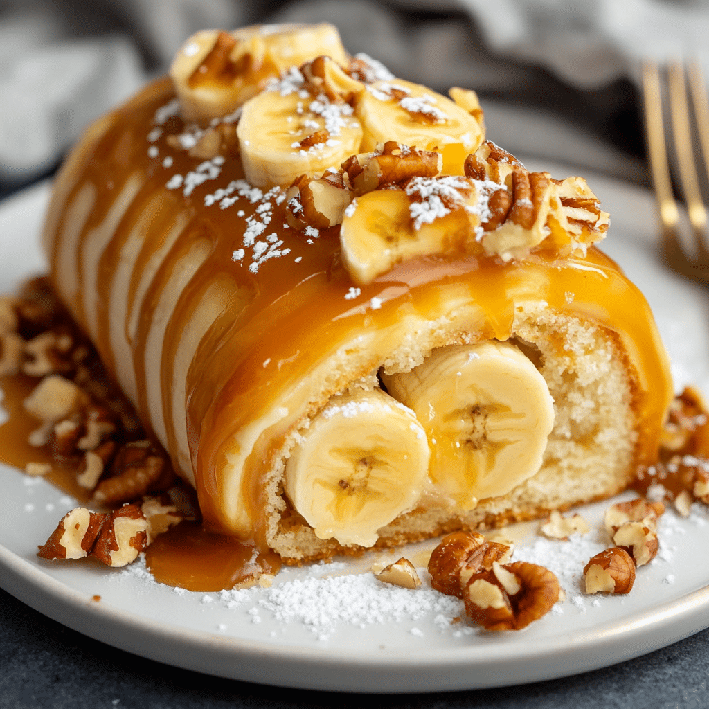 Caramel Banana Cake Roll
