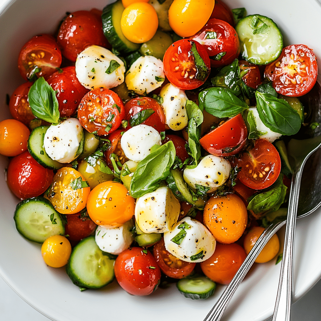 Tomato Cucumber Mozzarella Salad
