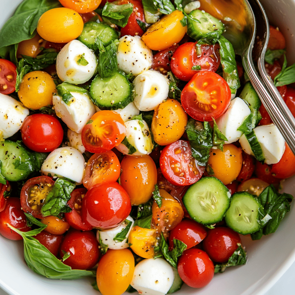 Tomato Cucumber Mozzarella Salad