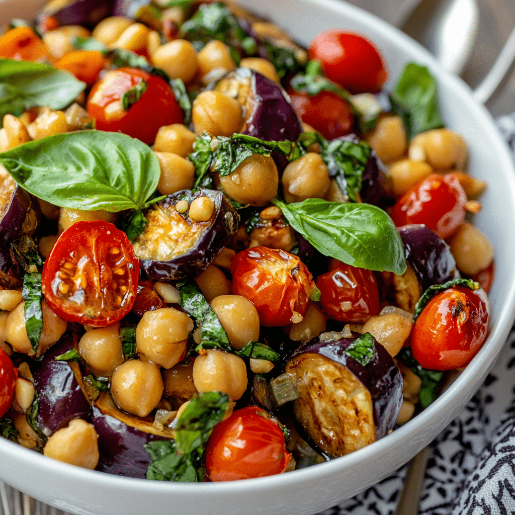 Mediterranean Eggplant Chickpea Salad
