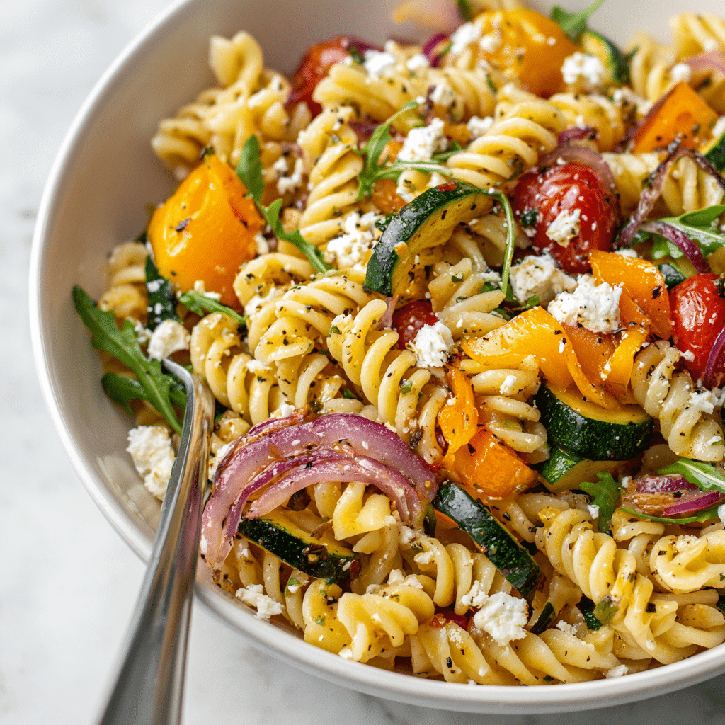 Roasted Veggie Pasta with Feta