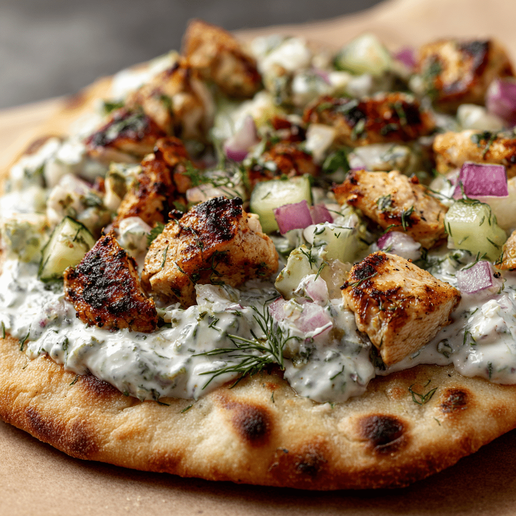 Tzatziki Chicken Naan Pizza