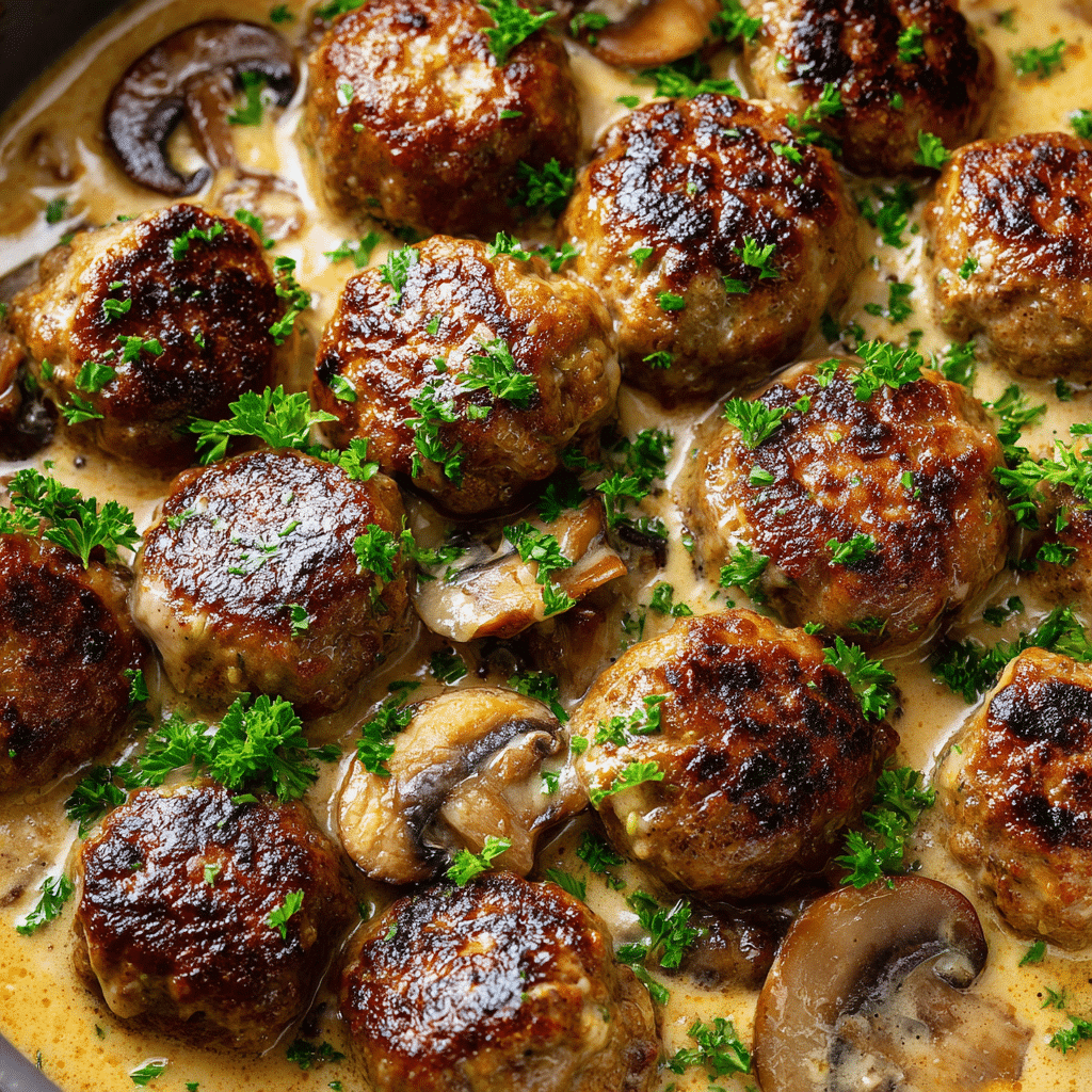 Creamy Mushroom Chicken Meatballs (30-Minutes)