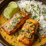 One-Pan Coconut Curry Salmon with Garlic Butter