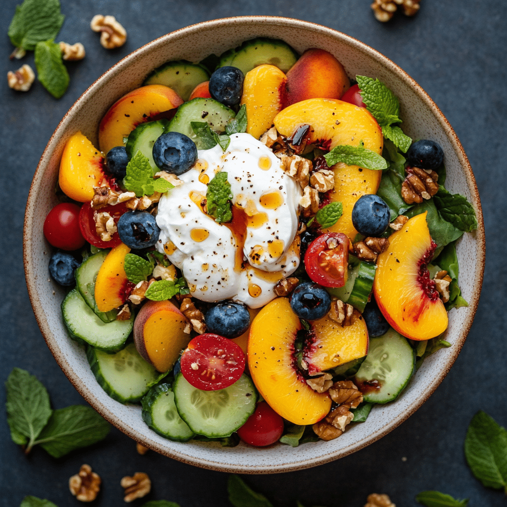 Grilled Peach and Burrata Salad with Balsamic