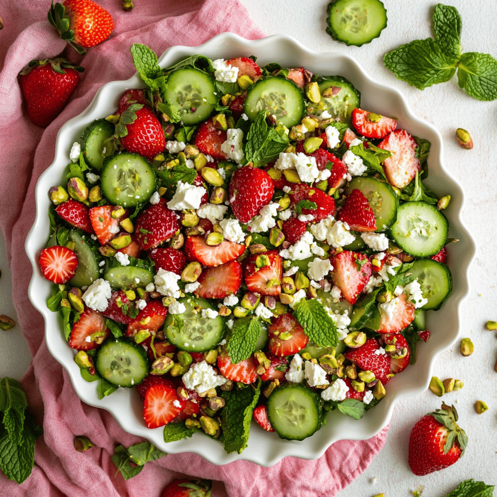 Refreshing Strawberry Cucumber Salad with Feta & Mint