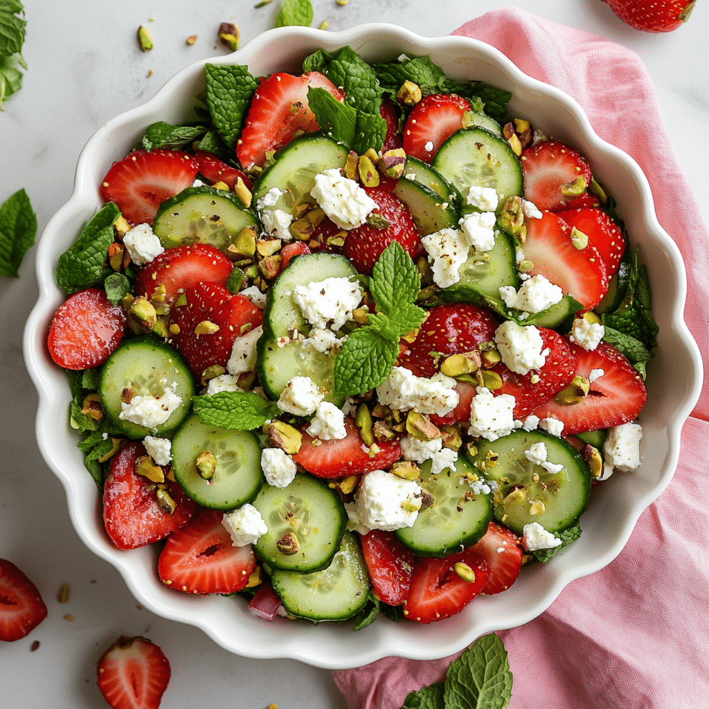 Refreshing Strawberry Cucumber Salad with Feta & Mint