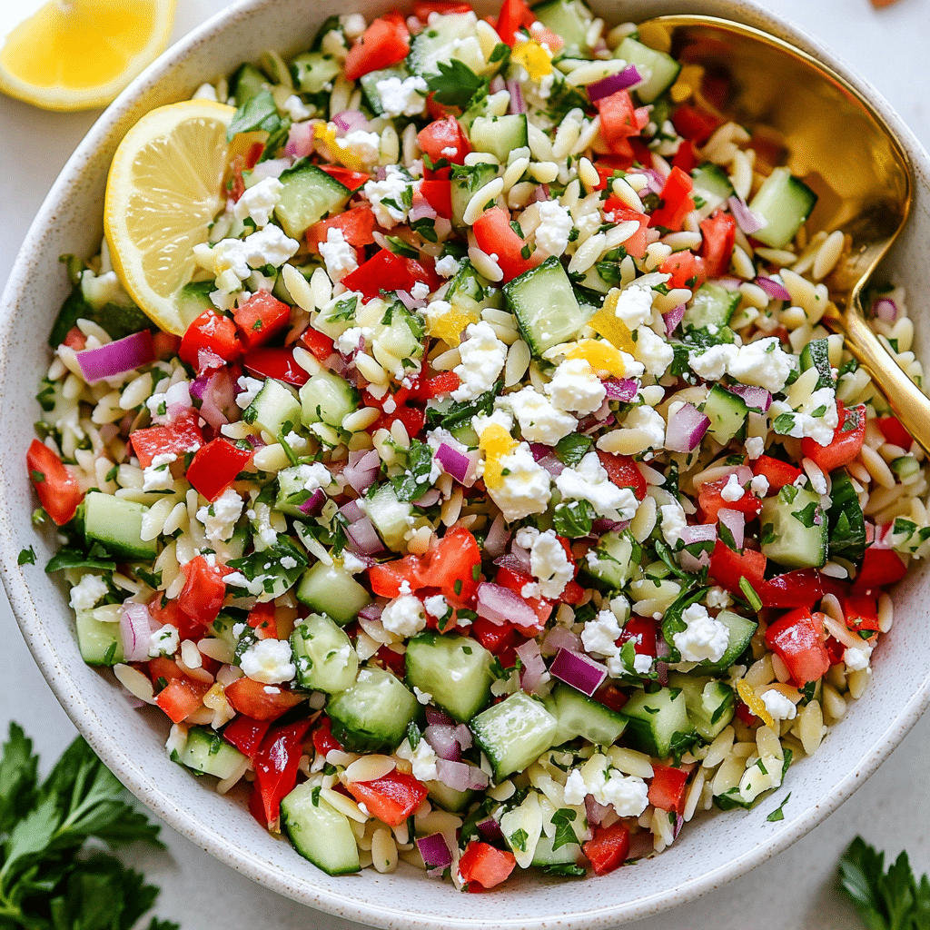 Easy Lemon Orzo Salad With Feta