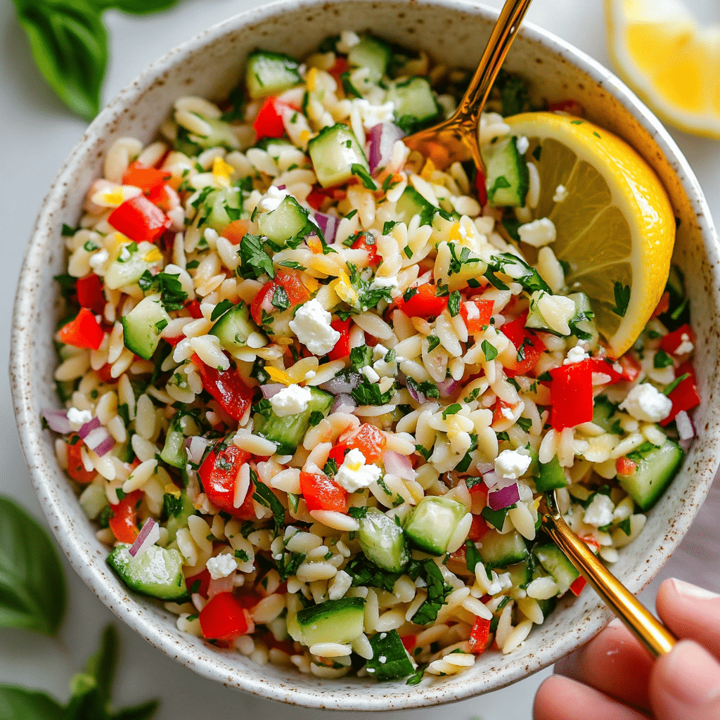 Easy Lemon Orzo Salad With Feta