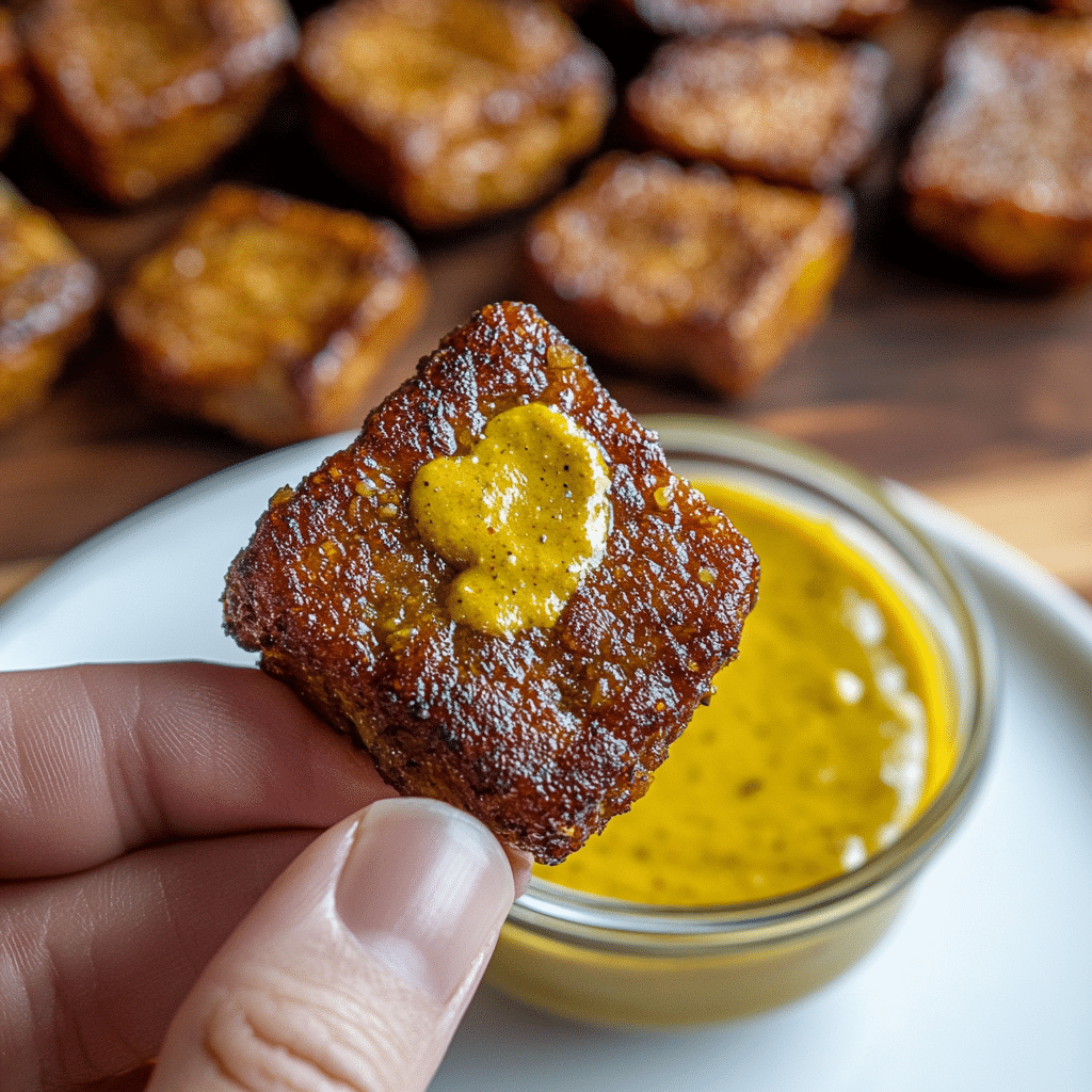 Seitan Strips with Mustard Dip