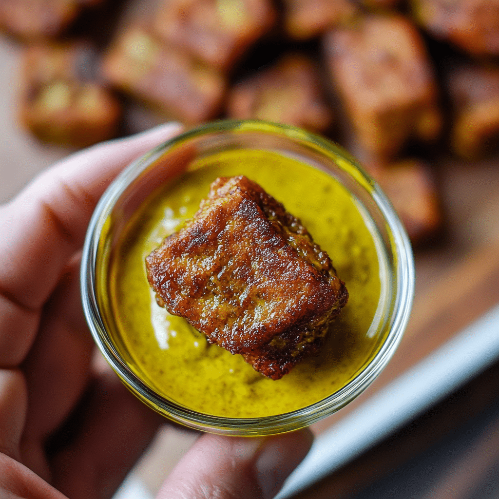 Seitan Strips with Mustard Dip
