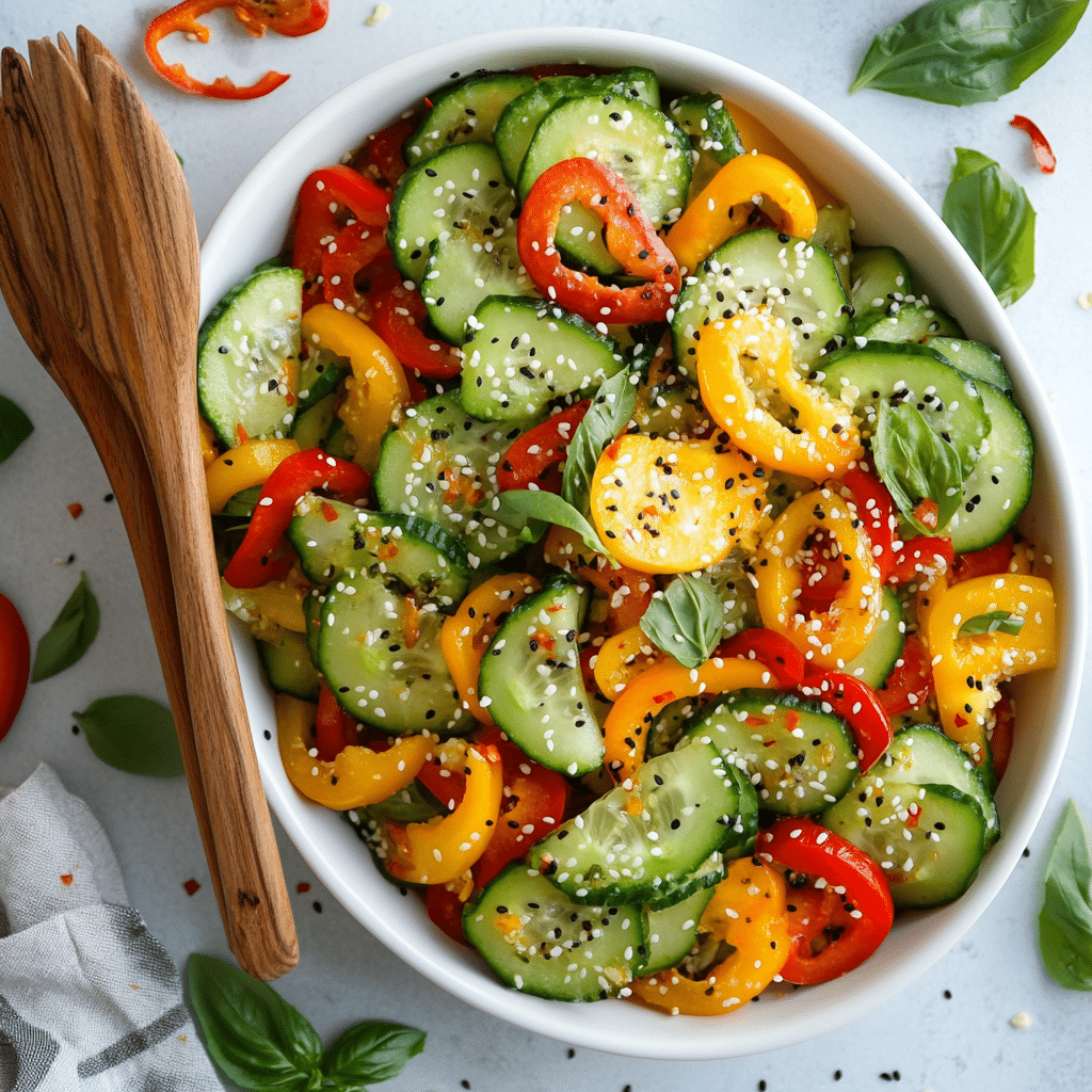 Viral TikTok Cucumber and Bell Pepper Salad Recipe