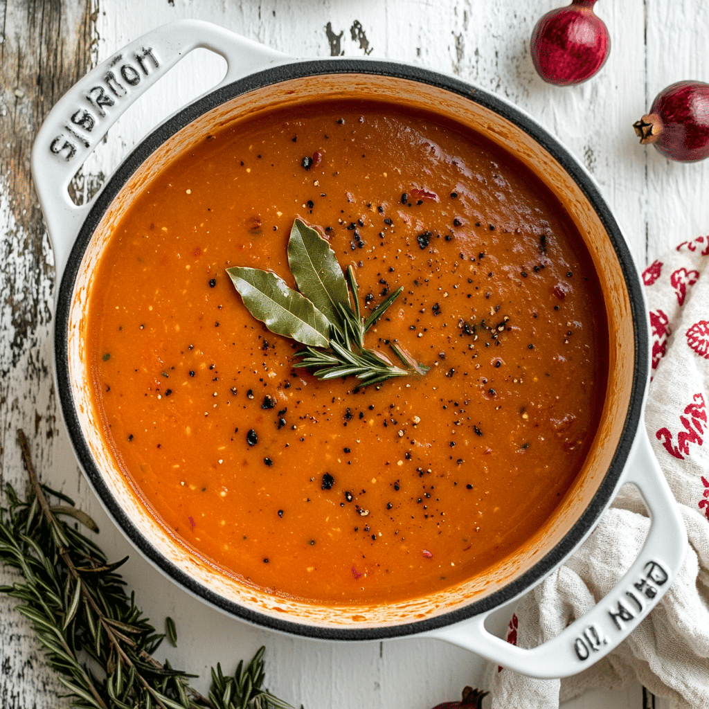 Creamy Roasted Tomato Soup with Basil