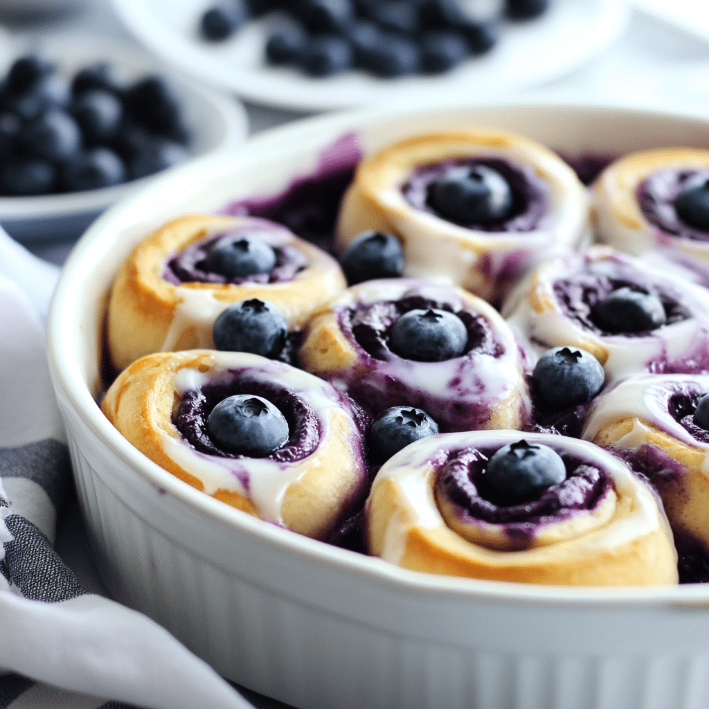 Blueberry Cinnamon Rolls with Blueberry Cream Cheese Frosting
