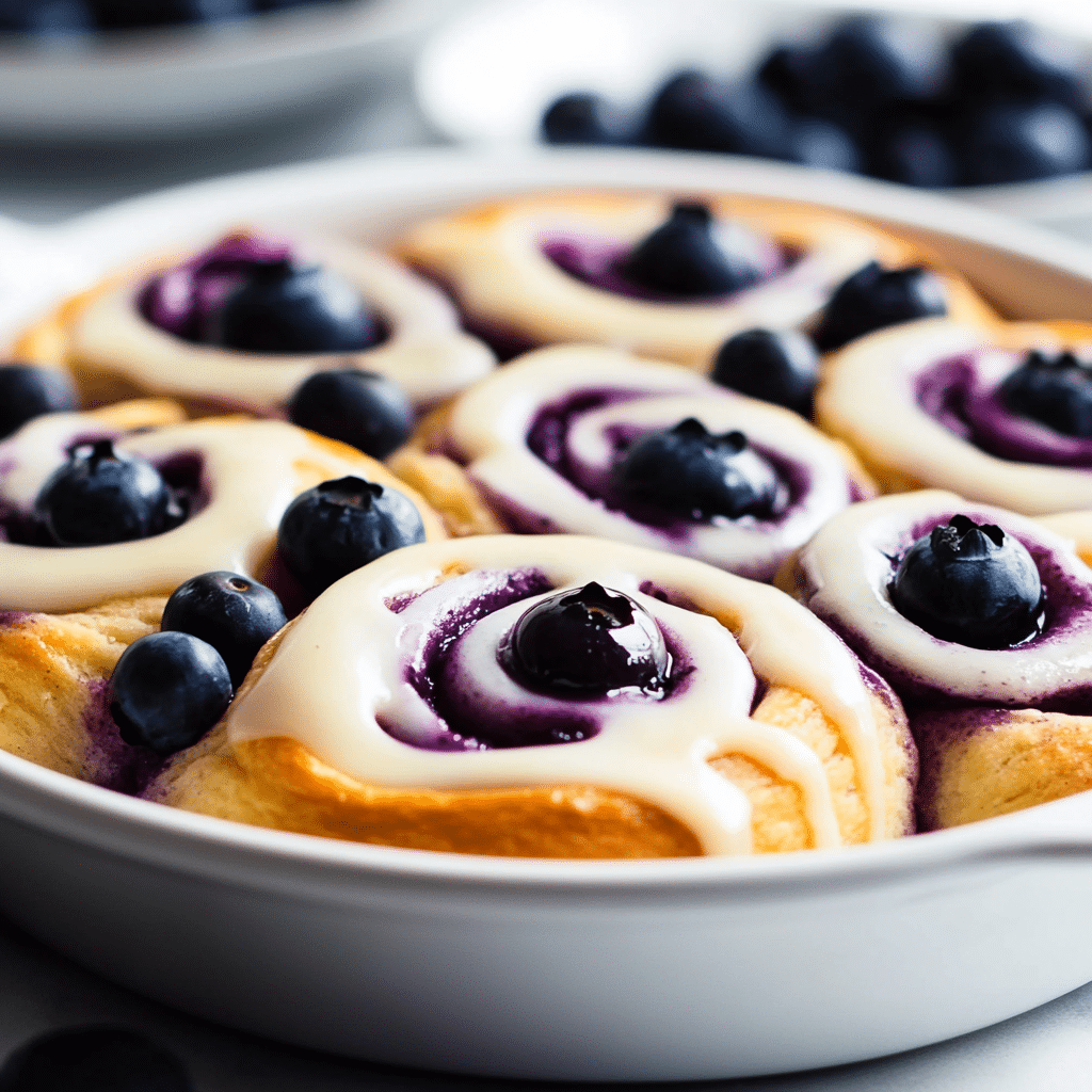 Blueberry Cinnamon Rolls with Blueberry Cream Cheese Frosting