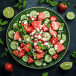 Watermelon Cucumber Salad with Strawberries and Feta
