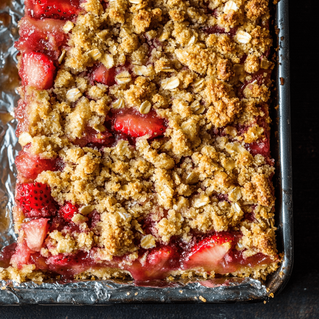Strawberry Rhubarb Crisp Bars