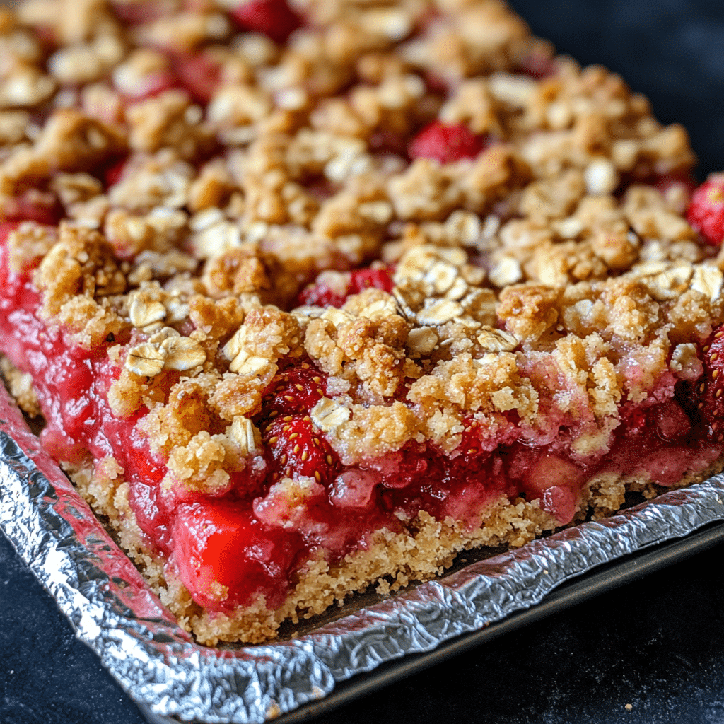 Strawberry Rhubarb Crisp Bars