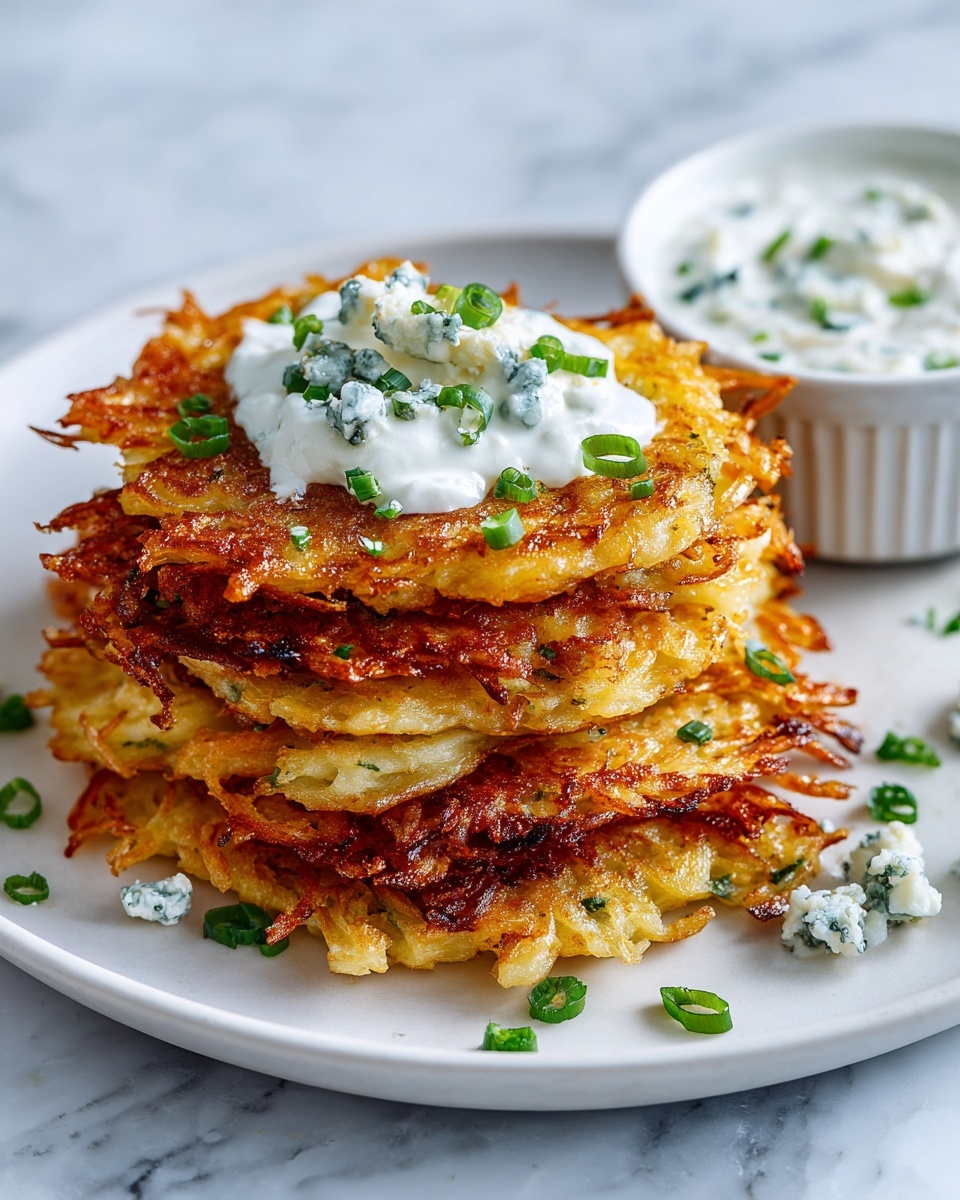 Buffalo Latkes with Blue Cheese Dip Recipe - Recipe Image