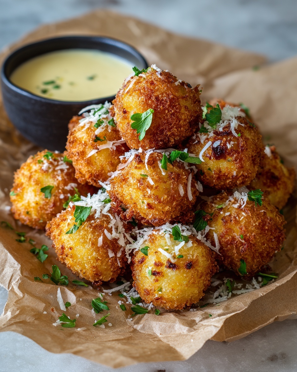 Crispy Parmesan Garlic Potato Balls Recipe - Recipe Image