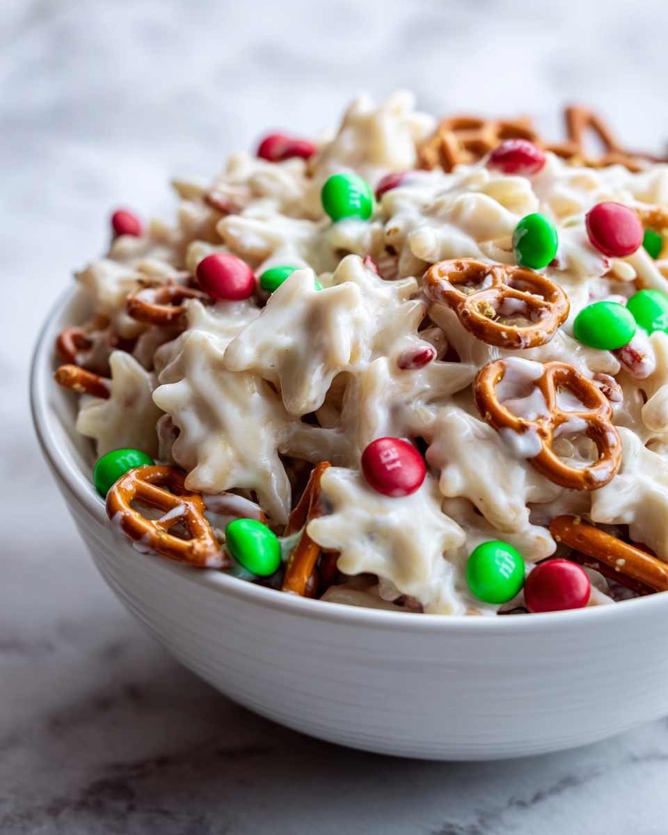White Chocolate Pretzel Crockpot Christmas Candy Recipe - Recipe Image