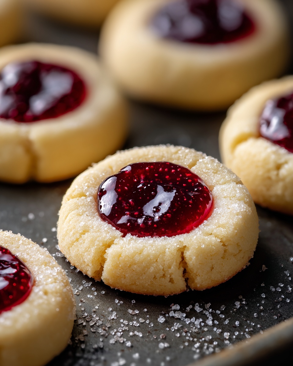 Raspberry Almond Shortbread Thumbprint Cookies Recipe - Recipe Image