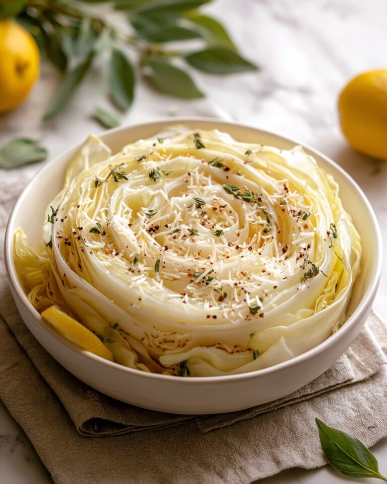 Slow Cooker Garlic Parmesan Whole Cabbage with Lemon Butter Recipe