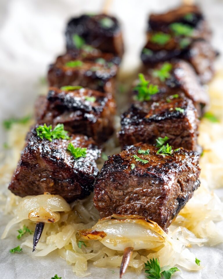 Reuben Steak Skewers with Sauerkraut Recipe